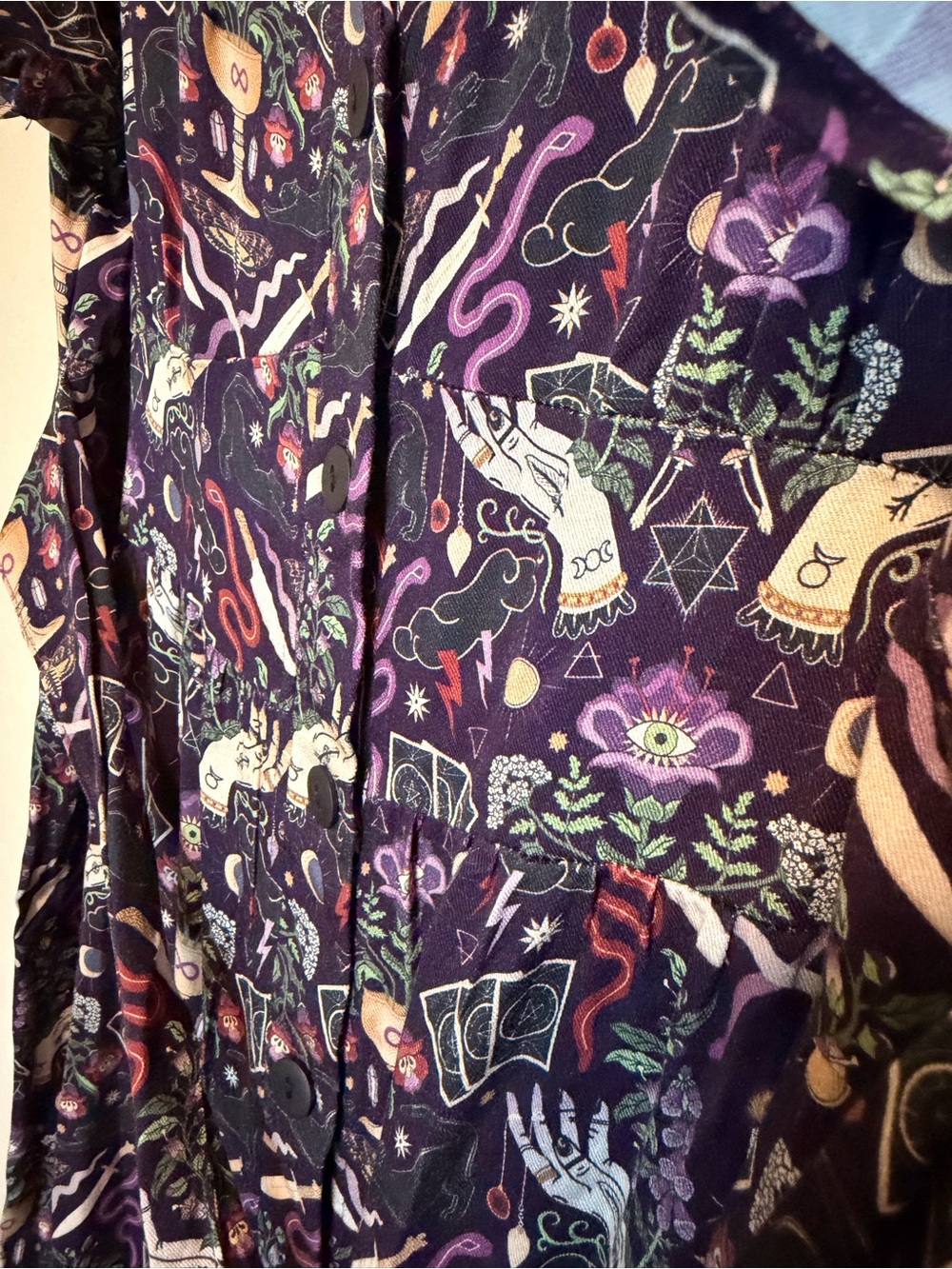 NWT Disturbia Modern Mystic Purple Halloween Spooky V-Neck Midi Dress - Picture 4 of 6